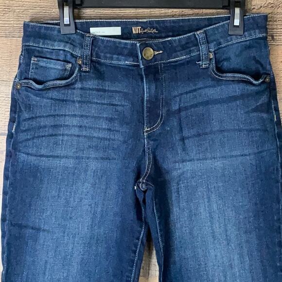 Kut From The Kloth Natalie Crop Jeans Frayed Hem Blue Denim Size 10 - Picture 2 of 10